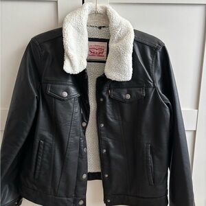 Levi's Black  Jacket with White Sherpa Collar